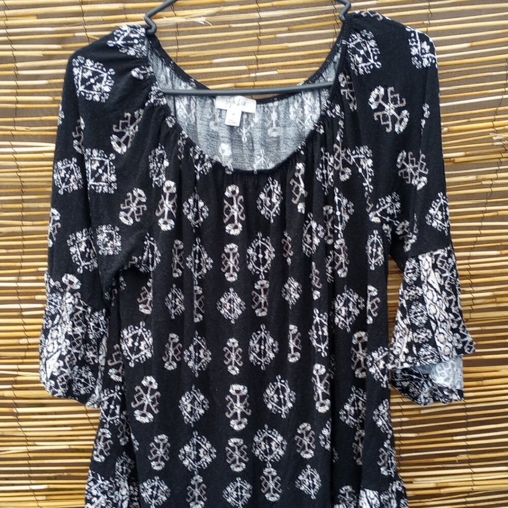 Style & Co Boho Gypsy Lightweight Wide Collar Ruffled Blouse - Plus - 0X